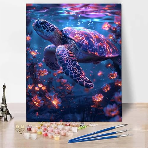 Malen Nach Zahlen Tier Malen Nach Zahlen Erwachsene, Paint by Numbers Meeresschildkröten Paint by Numbers Adult Inklusive 3 Pinsel und Acrylfarbe für Zimmer Deko, Geschenke (70 x 95 cm) -zp2530F von Zeipopge