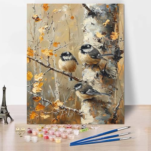 Malen Nach Zahlen Tier Malen Nach Zahlen Erwachsene, Paint by Numbers Vogel Paint by Numbers Adult Inklusive 3 Pinsel und Acrylfarbe für Zimmer Deko Wohnzimmer, Geschenke für Frauen (30x40cm) -zp253X7 von Zeipopge