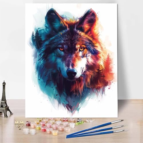 Malen Nach Zahlen Tier Malen Nach Zahlen Erwachsene, Paint by Numbers Wolf Paint by Numbers Adult Inklusive 3 Pinsel und Acrylfarbe für Zimmer Deko Wohnzimmer, Geschenke (50 x 65 cm) -zp253W05L6T von Zeipopge