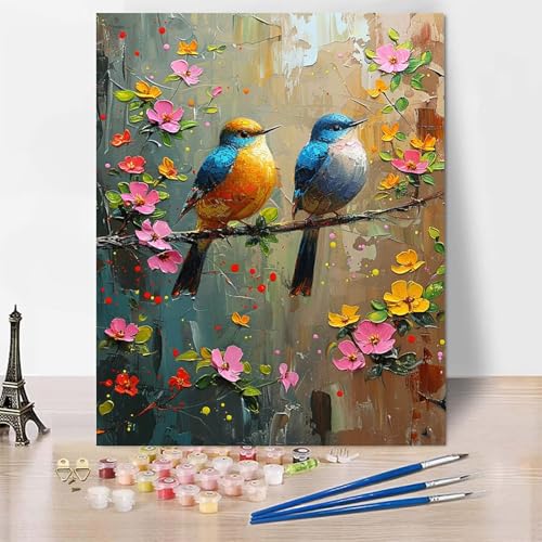 Malen Nach Zahlen Vogel Malen Nach Zahlen Erwachsene, Paint by Numbers Tier Paint by Numbers Adult Inklusive 3 Pinsel und Acrylfarbe für Zimmer Deko Wohnzimmer, Geschenke (100x135cm) -zp25307S18F von Zeipopge