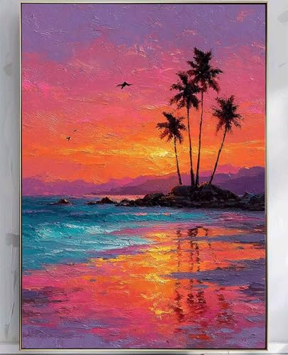 Sonnenuntergang Diamond Painting Erwachsene, 5D Diamond Painting Ozean Muster Design DIY Eckige Vollbohrer Diamanten Malerei Mosaik Bastelset Erwachsene Anfänger für Zimmer Wanddeko (90x120cm) -pg57MA von Zeipopge