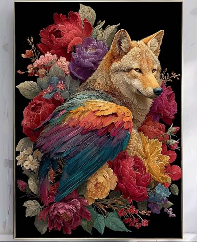Wolf Diamond Painting Erwachsene, 5D Diamond Painting Vogel Muster Design DIY Eckige Vollbohrer Diamanten Malerei Mosaik Bastelset Erwachsene Anfänger für Zimmer Deko Wanddeko (60x80cm) -zpg2507RK von Zeipopge