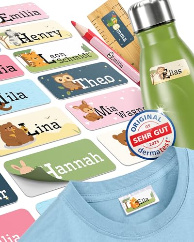 Wasch- & Spülmaschinenfest (75x Stück) Namensaufkleber Kinder Kleidung - Dermatologisch getestete Namensaufkleber Schule - 100% aus Deutschland Namensetiketten Schule Aufkleber Namen Kinder von Zeitloos