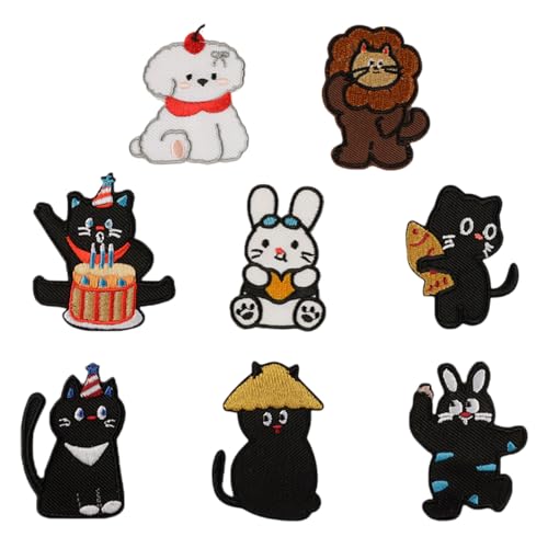 8 PCs Löwen Bestickte Flecken Katzen Eisen Auf Flecken Kaninchen Reparaturflecken Cartoon Tiernähte Für Beutel 8 PCs Löwen Bestickte Flecken Katzen Eisen Auf Flecken Kaninchen Reparaturflecken Cartoon Tiernähte Für Beutel von Zeiwohndc
