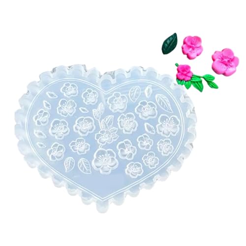Herzform Nägel Kunst Silikonform 3D Kirschen Blütenblütenschablone Wiederverwendbares Gel Crafting Werkzeugzubehör Accessoire von Zeiwohndc