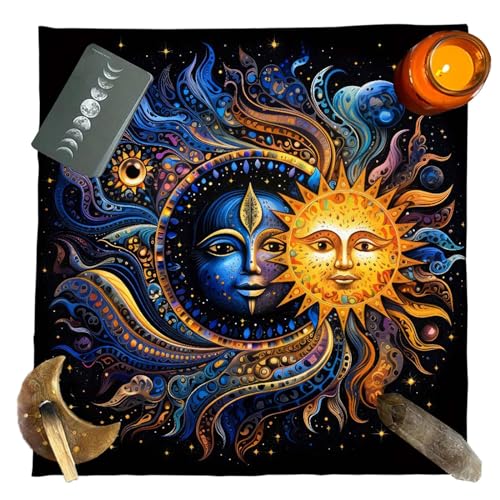 Zeiwohndc Mond Und Sonne Tarot Tischdecke Weissagungskarten Tischdecke Wandteppich Astrologie Hexerei Decktuch Wanddekoration Weissagungskarten Tischdecke Wanddekoration von Zeiwohndc