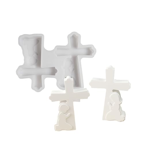 Zeiwohndc Silikonform Handwerk Gebet Jungen Und Mädchen Kreuzt Figur Ornamente Für Epoxidharz Home Dekoration Kerze Making Formen von Zeiwohndc