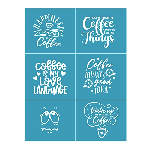 zeizafa Kaffee Buchstaben Selbstklebende Siebdruck Schablone Mesh Transfers für DIY T-Shirt Kissen Stoff Taschen Siebdruck Schablonen von Zeizafa
