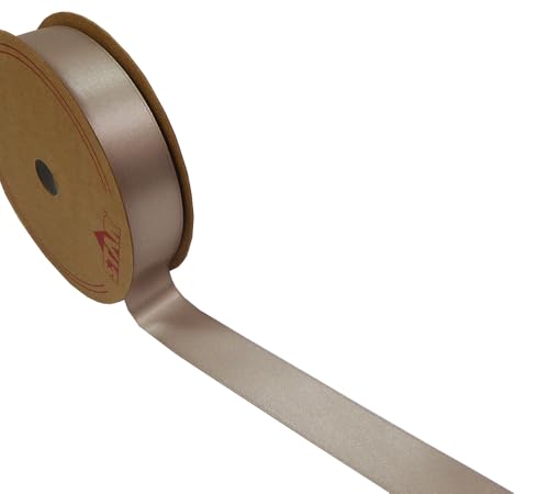 Doppelseitiges Satinband, 25 mm hoch, 50 Meter, Taupe von Zelda Bomboniere