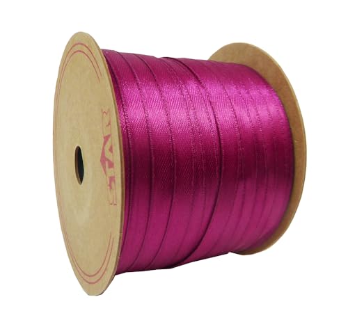 Doppelseitiges Satinband, 6 mm hoch, 100 Meter, bunt (Fuchsia) von Zelda Bomboniere