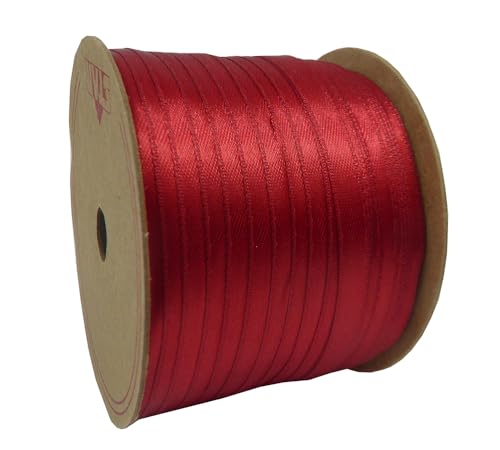Doppelseitiges Satinband, 6 mm hoch, 100 Meter, farbig (rot) von Zelda Bomboniere