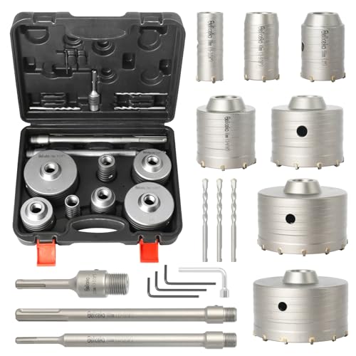 Zeliceka Beton-Lochsägen-Set mit Lochsägen-Staubschale, Kit-Größe 30, 40, 65, 80, 100, 115 mm, mit verbessertem SDS Plus & Max-Schaft, Beton-Lochsägen-Set für Beton, Ziegel, Stein, Zementwand Zeliceka Beton-Lochsägen-Set mit Lochsägen-Staubschale, Kit-Größe 30, 40, 65, 80, 100, 115 mm, mit verbessertem SDS Plus & Max-Schaft, Beton-Lochsägen-Set für Beton, Ziegel, Stein, Zementwand von Zeliceka