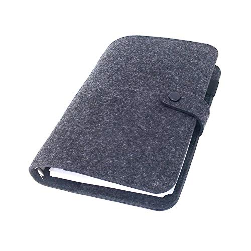 A6/A5, 6 Löcher, Filzeinband, rund, Ringordner, Ordner für lose Blätter, zum Nachfüllen, Basteln, Sammelalben (Black 06, A5 combo) von Zelten