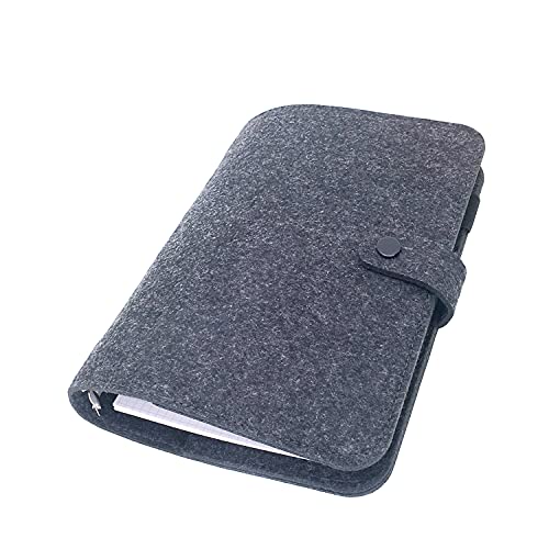 A6/A5, 6 Löcher, Filzeinband, rund, Ringordner, Ordner für lose Blätter, zum Nachfüllen, Basteln, Sammelalben (Black 06, A5 mini set) von Zelten