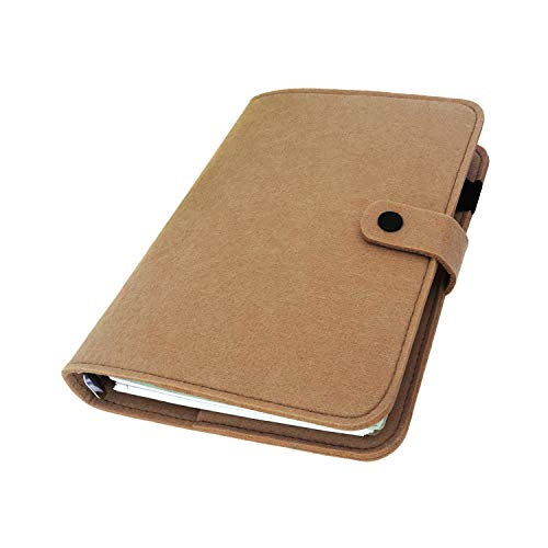 A6/A5, 6 Löcher, Filzeinband, rund, Ringordner, Ordner für lose Blätter, zum Nachfüllen, Basteln, Sammelalben (Brown 20, A5 mini set) von Zelten