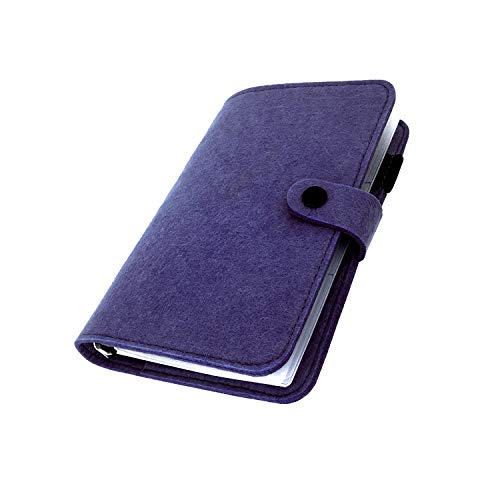 A6/A5, 6 Löcher, Filzeinband, rund, Ringordner, Ordner für lose Blätter, zum Nachfüllen, Basteln, Sammelalben (Navy Blue 24, A6 mini set) von Zelten