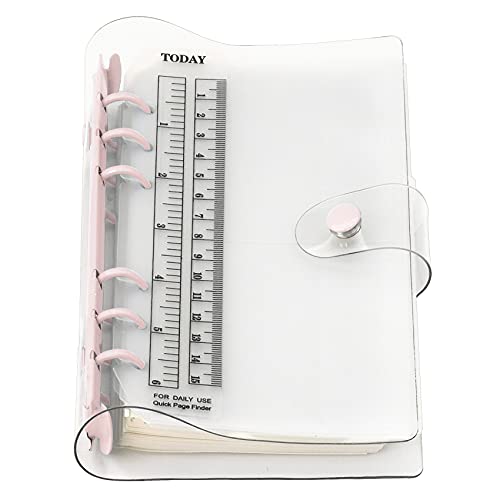 A6/A5 6 Löcher, bunter PVC-Einband, runder Ringordner mit Schnappverschluss, Loseblattordner, persönlicher Organizer (Parfait Pink, A6 combo) von Zelten
