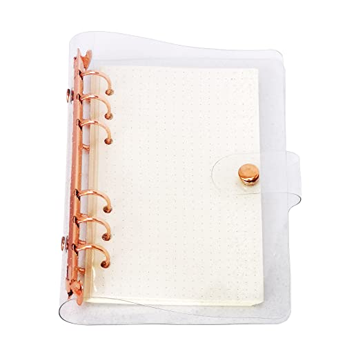 A6/A5 6 Löcher, bunter PVC-Einband, runder Ringordner mit Schnappverschluss, Loseblattordner, persönlicher Organizer (Rose Gold, A6 mini set) von Zelten