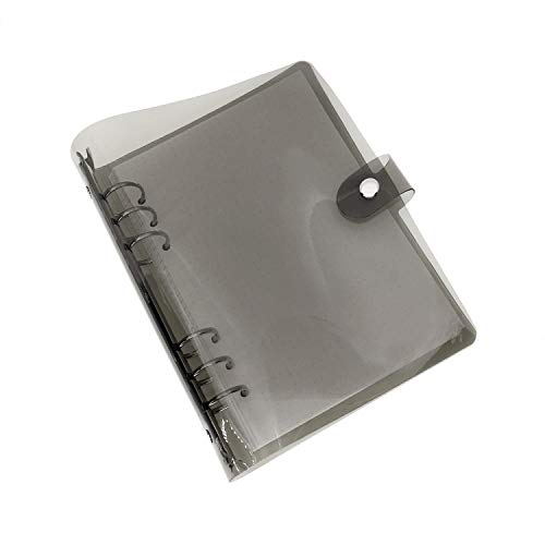 A6/A5 6 Löcher, bunter PVC-Einband, runder Ringordner mit Schnappverschluss, Loseblattordner, persönlicher Organizer (Schwarz, A5 mini set) von Zelten