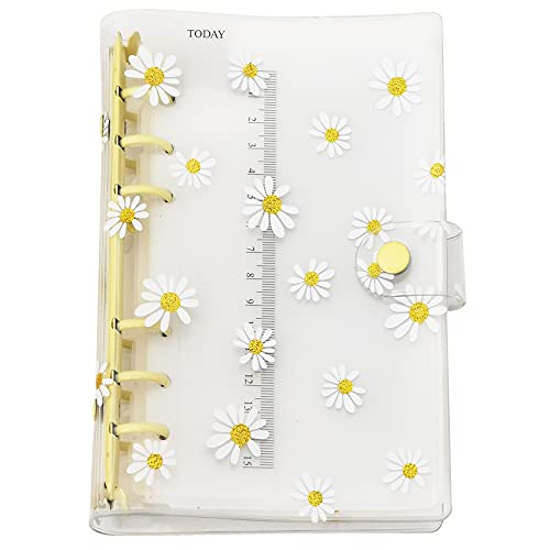 A6/A5 6 Löcher, bunter PVC-Einband, runder Ringordner mit Schnappverschluss, Loseblattordner, persönlicher Organizer (Yellow Daisy, A6 combo) von Zelten