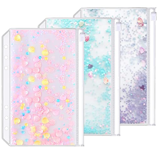 D Ringbuch-Zubehör Gestanzte Ordner-Taschen Teiler-Lineal-Registerkarte (Sequins Decorate Zip Pocket, A5) von Zelten