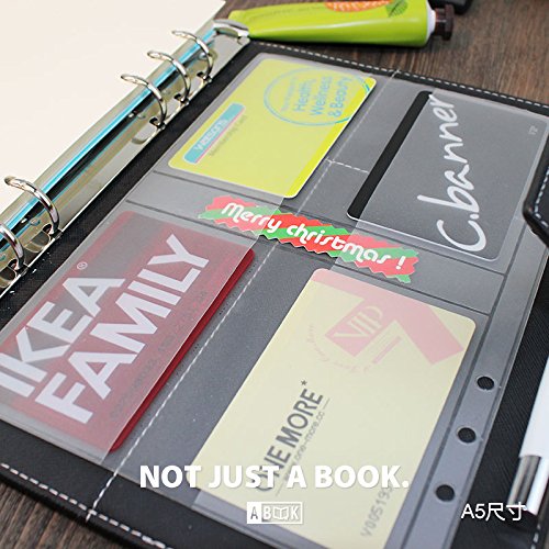Nachfüllpapier/Lose Blätter für 8,5 Zoll A5 6-Loch-Abdeckung Runder Ringansicht Binder Aktenordner (A5 Name Card Holder 4PCS, 1 Package) von Zelten