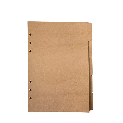 Nachfüllpapier / Lose Blätter für 8,5 Zoll A5 6-Loch-Abdeckung Runder Ringansicht Binder Aktenordner (A5 Divider Horizontal Brown Paper Kraft Paper, 1 Package) von Zelten