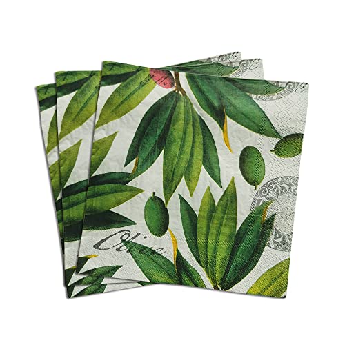 Zelten 2-Lagen 20 Count farbigen Papier Servietten für Hochzeit Abendessen Tee Party Dekoration E (Olive Tree, 1) von Zelten