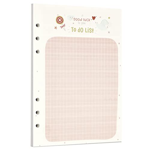 Zelten Bunt 40 Blatt 80 Seiten Lose-Blatt-Lochpapier-Nachfüllpackungen Papier für 6-Loch-Binder Persönlicher Organizer Tagebuch Notizbuch Nachfüllbarer Planer (A5, Little GirlTo do list) von Zelten