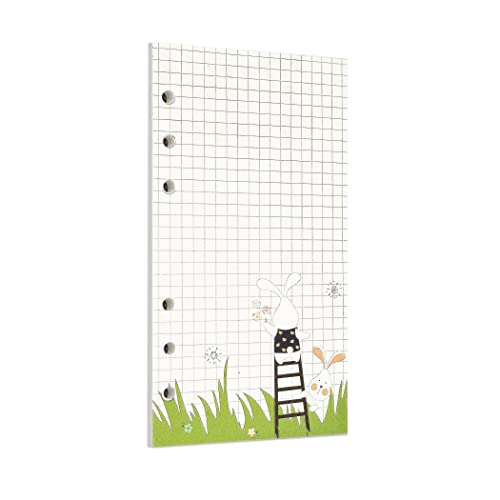 Zelten Bunt 40 Blatt 80 Seiten Lose-Blatt-Lochpapier-Nachfüllpackungen Papier für 6-Loch-Binder Persönlicher Organizer Tagebuch Notizbuch Nachfüllbarer Planer (A6, Bunny Ruled & Squared) von Zelten