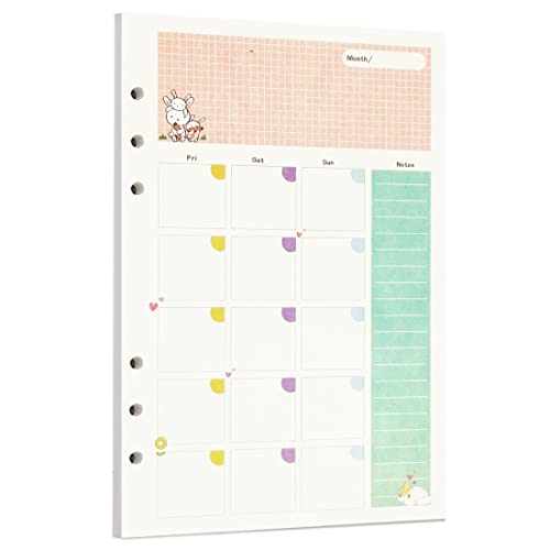 Zelten Bunt 45 Blatt 90 Seiten Lose-Blatt-Lochpapier-Nachfüllpackungen Papier für 6-Loch-Binder Persönlicher Organizer Tagebuch Notizbuch Nachfüllbarer Planer (A5, Fairy Tale Monthly Planner) von Zelten