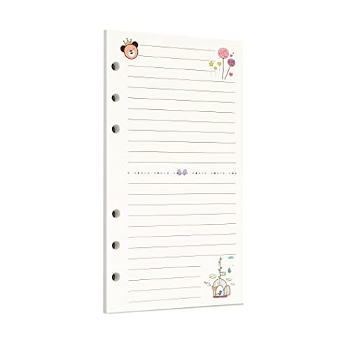 Zelten Bunt 45 Blatt 90 Seiten Lose-Blatt-Lochpapier-Nachfüllpackungen Papier für 6-Loch-Binder Persönlicher Organizer Tagebuch Notizbuch Nachfüllbarer Planer (A5, Fairy Tale Ruled) von Zelten