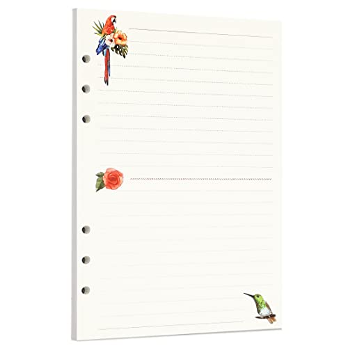 Zelten Bunt 45 Blatt 90 Seiten Lose-Blatt-Lochpapier-Nachfüllpackungen Papier für 6-Loch-Binder Persönlicher Organizer Tagebuch Notizbuch Nachfüllbarer Planer (A5, Rainforest Ruled) von Zelten