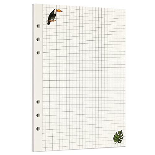 Zelten Bunt 45 Blatt 90 Seiten Lose-Blatt-Lochpapier-Nachfüllpackungen Papier für 6-Loch-Binder Persönlicher Organizer Tagebuch Notizbuch Nachfüllbarer Planer (A5, Rainforest Squared) von Zelten