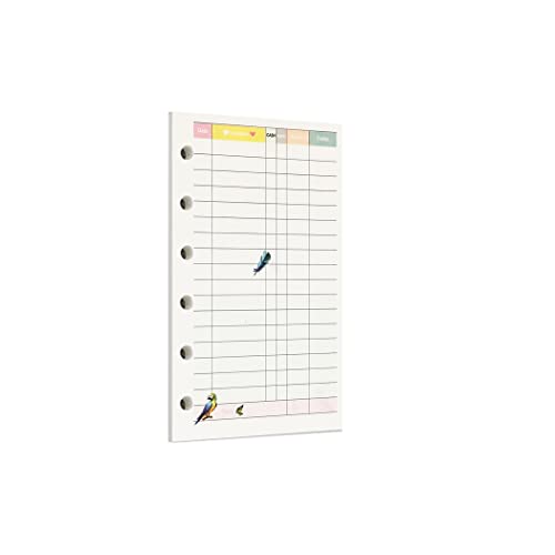 Zelten Bunt 45 Blatt 90 Seiten Lose-Blatt-Lochpapier-Nachfüllpackungen Papier für 6-Loch-Binder Persönlicher Organizer Tagebuch Notizbuch Nachfüllbarer Planer (A7, Rainforest Financial) von Zelten