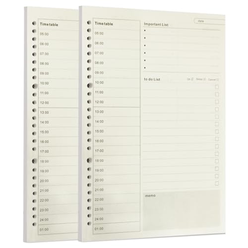 Zelten Lose-Blatt-Lochpapier-Nachfüllpackungen Papier für 6-Loch-Binder Persönlicher Organizer Tagebuch Notizbuch Nachfüllbarer Planer (Time Plan, B5/26 Hole) von Zelten