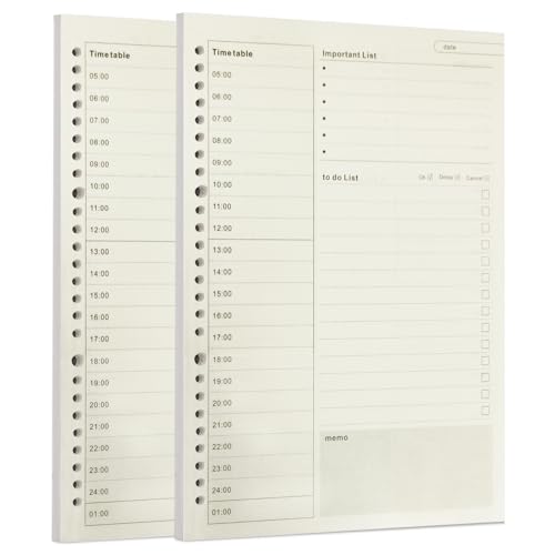 Zelten Lose-Blatt-Lochpapier-Nachfüllpackungen Papier für 6-Loch-Binder Persönlicher Organizer Tagebuch Notizbuch Nachfüllbarer Planer (Time Plan, B5/26 Hole) von Zelten