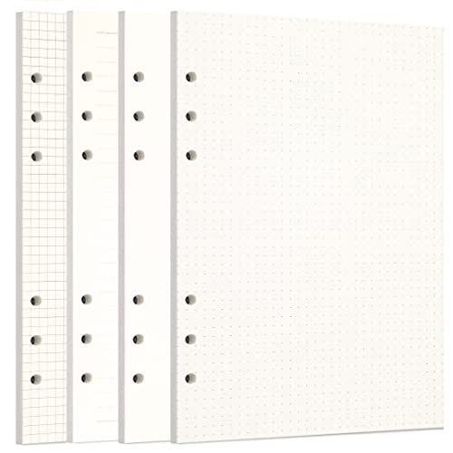 Zelten Lose-Blatt-Lochpapier-Nachfüllpackungen Papier für 6-Loch-Binder Persönlicher Organizer Tagebuch Notizbuch Nachfüllbarer Planer, 4 in 1 Lined Squared Dotted Sketch, A5/6 Hole von Zelten