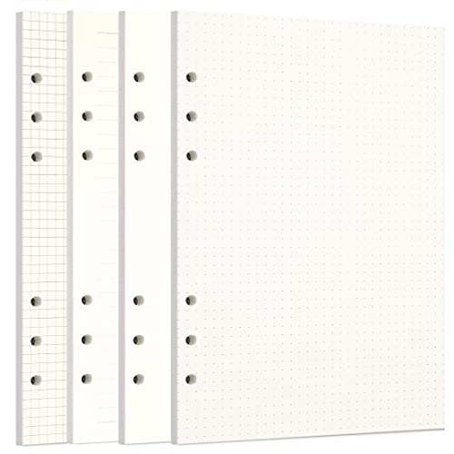 Zelten Lose-Blatt-Lochpapier-Nachfüllpackungen Papier für 6-Loch-Binder Persönlicher Organizer Tagebuch Notizbuch Nachfüllbarer Planer, 4 in 1 Lined Squared Dotted Sketch, A5/6 Hole von Zelten