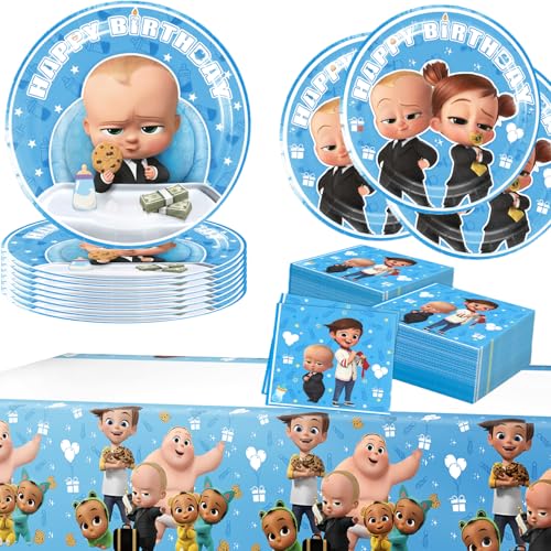 Boss Themed Partygeschirr Set, Deko Geburtstag Partygeschirr, Kinder Partygeschirr Party Supplies Set, Cartoon Geburtstag Deko von Zempertoopa