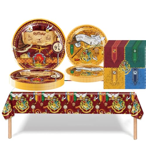 Partygeschirr Set, Magischer Wizard Partygeschirr Set, Deko Geburtstag Partygeschirr, für Kinder Geburtstag Party Supplies und Tischderation (gelb) von Zempertoopa