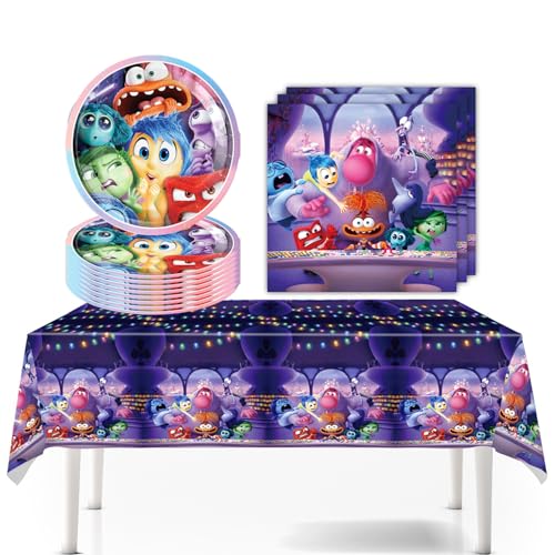 Inside Out Partygeschirr Set, Inside Out Set Kinder, Deko Geburtstag Partygeschirr, für Kinder Geburtstag Party Supplies und Tischderation (blau) von Zempertoopa