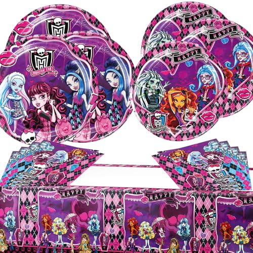 monster-high Partygeschirr Set, Deko Geburtstag Partygeschirr, Kinder Partygeschirr Party Supplies Set, Cartoon Geburtstag Deko von Zempertoopa