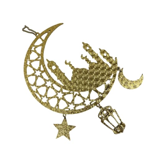Goldener Mondförmiger Anhänger für Haustür, Eid-Festival, Holzornament, religiöse Dekoration, Ramadans, Partyzubehör von Zemusinet
