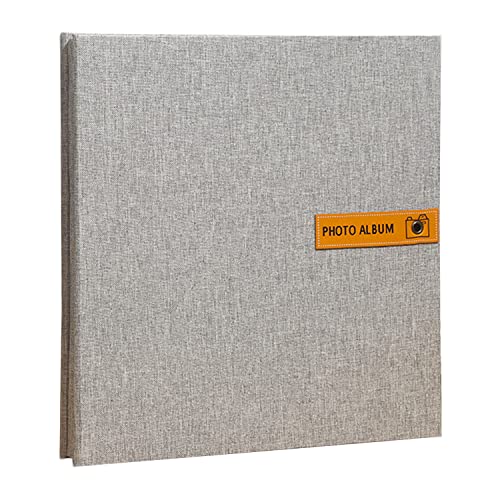 Fotoalbum, selbstklebend, 60 Seiten, 10 × 15 cm, 15 × 20 cm, Leinen-Scrapbooking, Weihnachtsgeschenk, Geschenk für die Familie, Baby-Fotoalbum, mit Metallstift, Grau von ZenMaarket