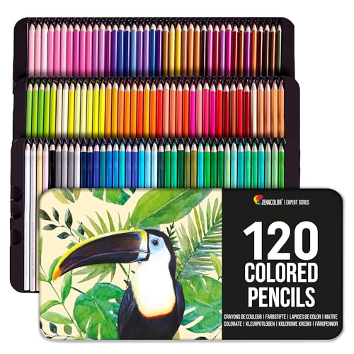 Zenacolor - 120 Professionelle Buntstifte Set, mit Metallbox - Farbstifte Set mit 120 einzigartigen Farben - Zeichnen, Skizzieren, Ausmalen - Buntstifte Für Erwachsene oder Kinder Zenacolor - 120 Professionelle Buntstifte Set, mit Metallbox - Farbstifte Set mit 120 einzigartigen Farben - Zeichnen, Skizzieren, Ausmalen - Buntstifte Für Erwachsene oder Kinder von Zenacolor