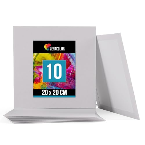 Zenacolor - Canvas Set 10 teilig - Leinwand zum Bemalen 20x20cm - Gemälde auf Leinwand, Acrylmalerei, Ölgemälde, Gouache, Aquarell - 100% Säurefreie Baumwolle von Zenacolor