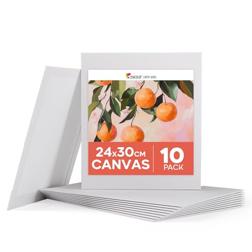 Zenacolor Leinwand Zum Bemalen 24x30cm (10 Stück) - Leinwände Set 280 g/m² 100% Baumwolle - Für Acrylfarbe, Ölmalerei, Gouache von Zenacolor