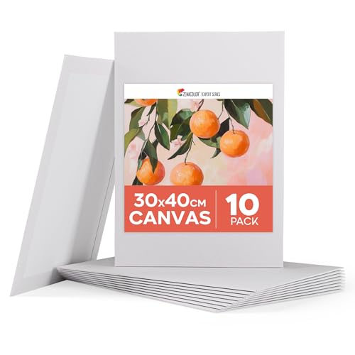 Zenacolor Leinwand Zum Bemalen 30x40cm (10 Stück) - Leinwände Set 280 g/m² 100% Baumwolle - Für Acrylfarbe, Ölmalerei, Gouache von Zenacolor