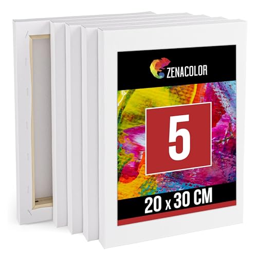 Zenacolor Leinwand auf Keilrahmen 5er Set - Leinwand Zum Bemalen 20x30-5 Canvas 100% Säurefreie Baumwolle - - Leinwände Set für Alle Farbarten Zenacolor Leinwand auf Keilrahmen 5er Set - Leinwand Zum Bemalen 20x30-5 Canvas 100% Säurefreie Baumwolle - - Leinwände Set für Alle Farbarten von Zenacolor